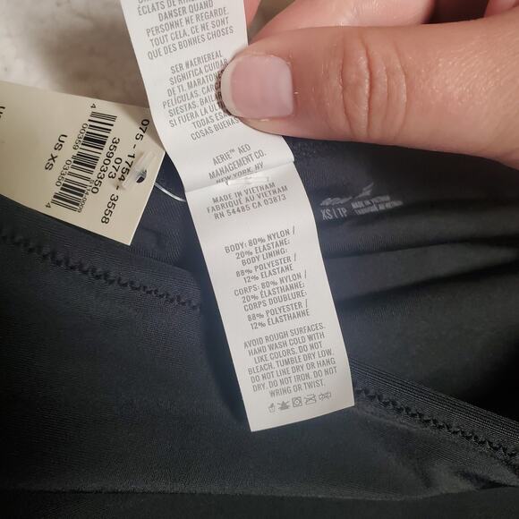 Aerie XS Cheeky Bikini Bottom Black NWT Swimwear Swim Neutral Color Solid Swim - Picture 7 of 9